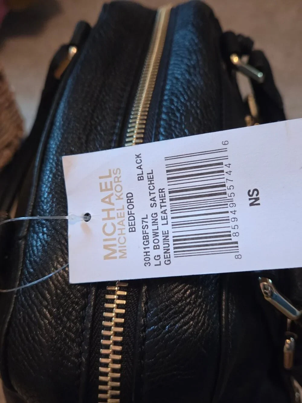 NWT & Dust Bag Black Michael kors  LG Bedford Leather Bowling Satchel Purse